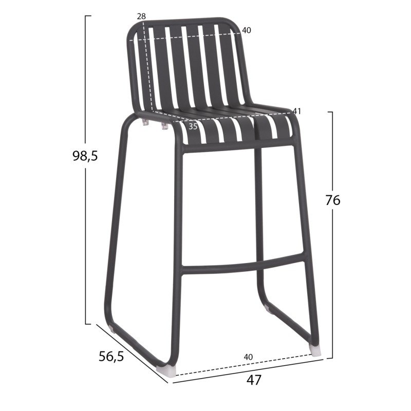 ΣΚΑΜΠΟ ΜΠΑΡ ΑΛΟΥΜΙΝΙΟΥ RACHEL HM6341.01 ΓΚΡΙ 47x56,5x98,5Υεκ.