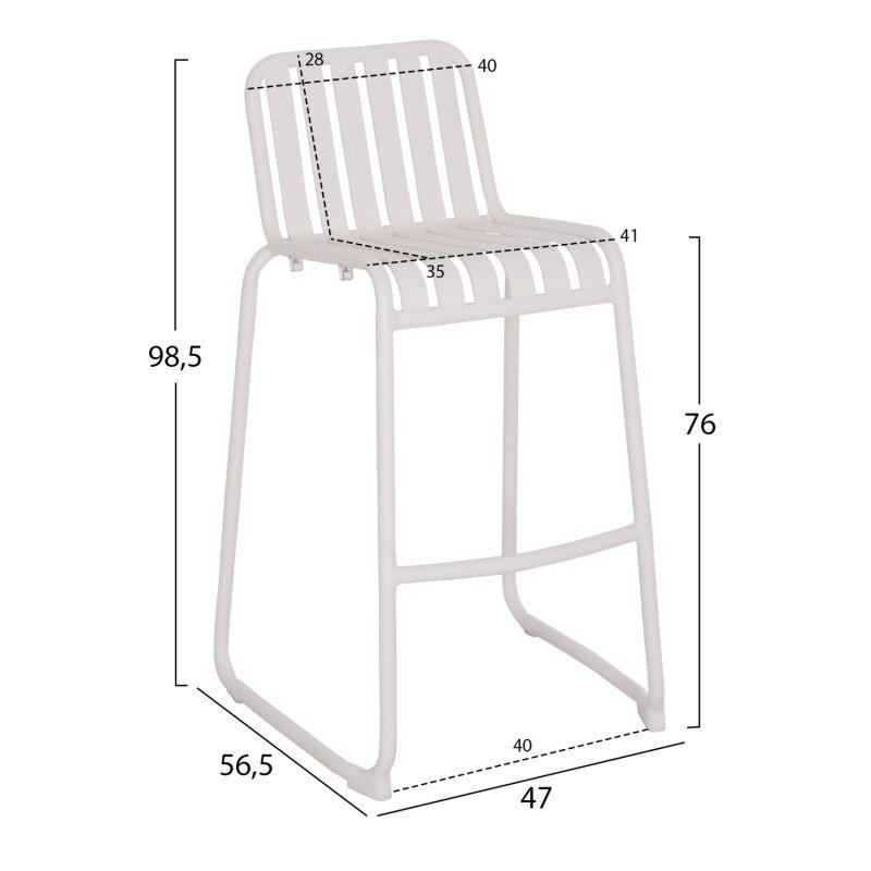 ΣΚΑΜΠΟ ΜΠΑΡ ΑΛΟΥΜΙΝΙΟΥ RACHEL HM6341.02 ΛΕΥΚΟ 47x56,5x98,5Υεκ.