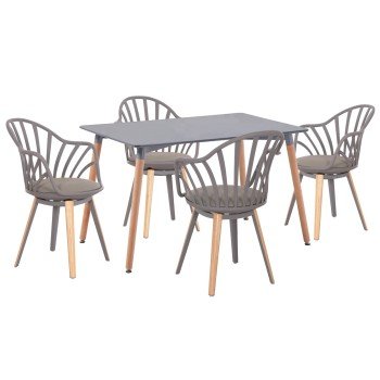 ΣΕΤ ΤΡΑΠΕΖΑΡΙΑΣ 5ΤΜΧ ANAIS HM21176 MDF TOP ΣΕ ΓΚΡΙ--P.P. & PU ΣΕ ΓΚΡΙ
