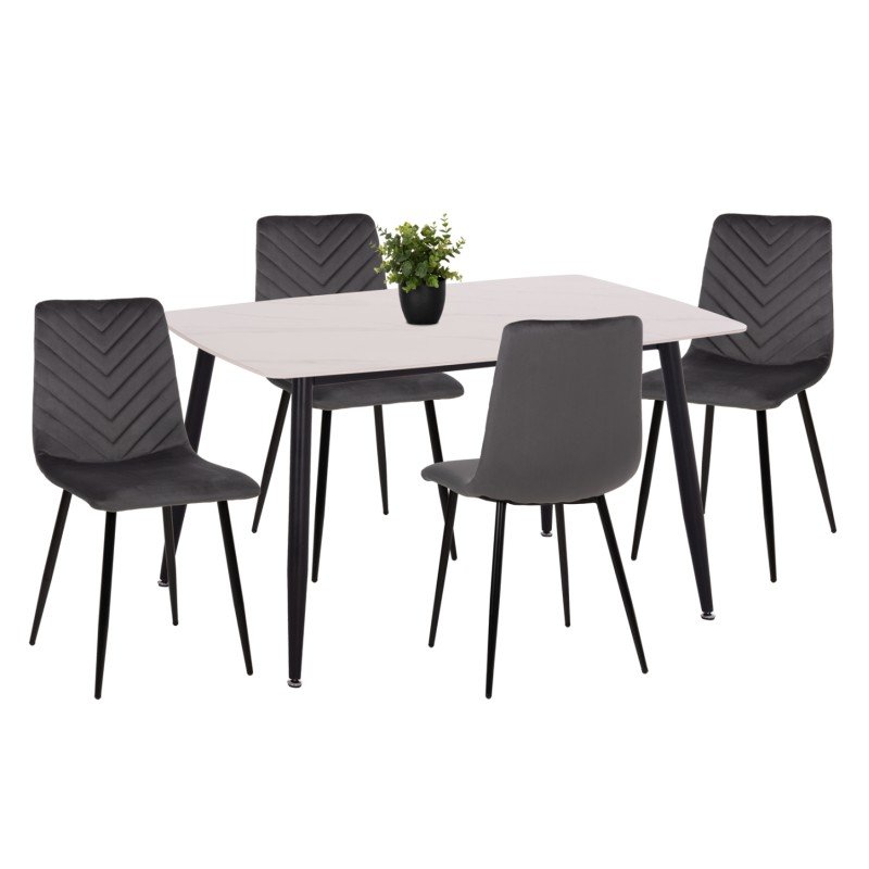 ΣΕΤ ΤΡΑΠΕΖΑΡΙΑΣ 5ΤΜΧ LATRELL HM21192 ΤΡΑΠΕΖΙ ΚΕΡΑΜΙΚΟ TOP-ΒΕΛΟΥΔΟ ΓΚΡΙ ΚΑΡΕΚΛΕΣ