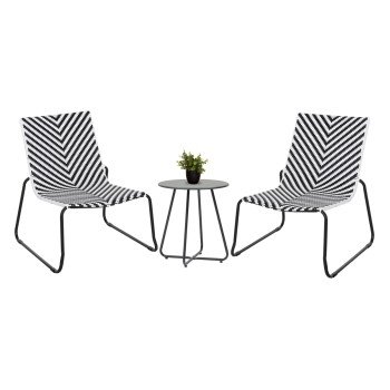 ΣΕΤ LOUNGE 3TMX ΕΞ.ΧΩΡΟΥ PONY HM21193 ΜΕΤΑΛΛΟ ΣΕ ΓΚΡΙ--ΣΥΝΘ.RATTAN ΣΕ ΛΕΥΚΟ-ΜΑΥΡΟ