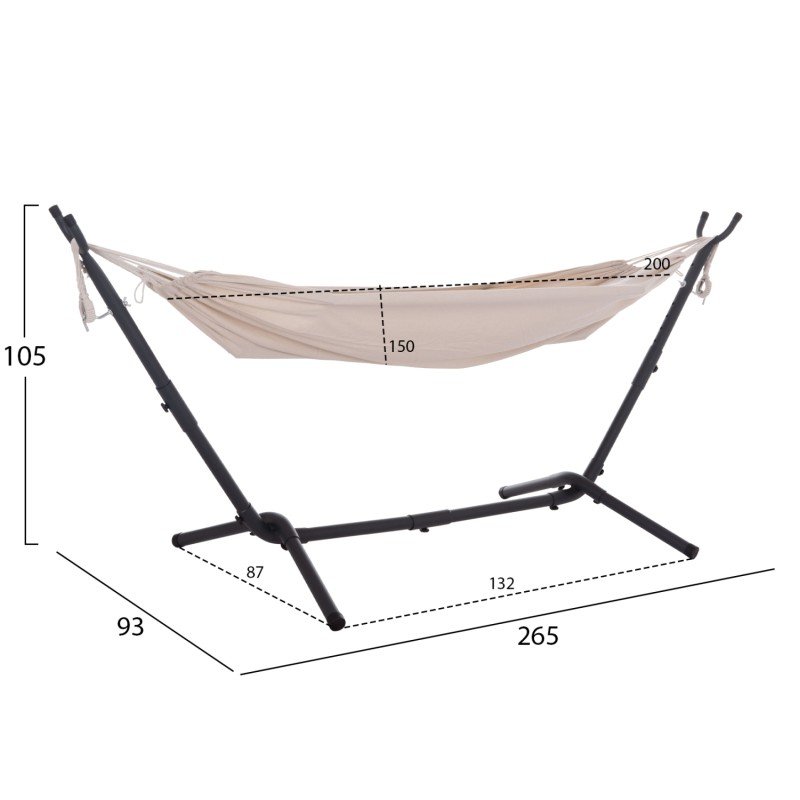 ΑΙΩΡΑ CRAVE HM6304.02 ΑΝΘΡΑΚΙ ΜΕΤΑΛΛΙΚΟΣ ΣΚΕΛΕΤΟΣ--ΜΠΕΖ ΥΦΑΣΜΑ 265x93x105Υεκ