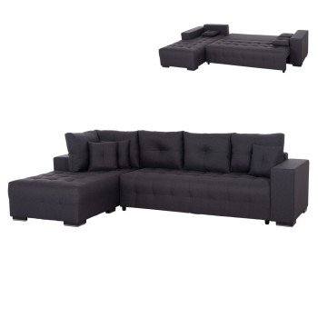 ΓΩΝΙΑΚΟΣ ΚΑΝΑΠΕΣ-ΚΡΕΒΑΤΙ ΜΕ ΑΠΟΘ.ΧΩΡΟ TRENDSTON HM3302.01L ΓΚΡΙ ΥΦΑΣΜΑ 298x177x95Υεκ