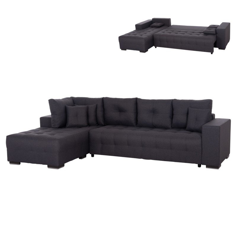 ΓΩΝΙΑΚΟΣ ΚΑΝΑΠΕΣ-ΚΡΕΒΑΤΙ ΜΕ ΑΠΟΘ.ΧΩΡΟ TRENDSTON HM3302.01L ΓΚΡΙ ΥΦΑΣΜΑ 298x177x95Υεκ