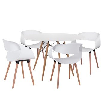ΣΕΤ ΤΡΑΠΕΖΑΡΙΑΣ 5ΤΜΧ MAGGIE HM21186 MDF TOP & ΠΟΛΥΠΡΟΠΥΛΕΝΙΟ ΣΕ ΛΕΥΚΟ ΧΡΩΜΑ