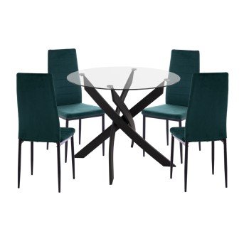 ΣΕΤ ΤΡΑΠΕΖΑΡΙΑΣ 5ΤΜΧ LADY HM21199.03 ΓΥΑΛΙ--ΜΕΤΑΛΛΟ ΣΕ ΜΑΥΡΟ & ΒΕΛΟΥΔΟ ΚΥΠΑΡΙΣΣΙ