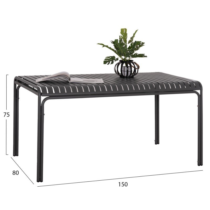 ΤΡΑΠΕΖΙ ΑΛΟΥΜΙΝΙΟΥ RACHEL HM6339.01 ΓΚΡΙ 150x80x75Υεκ.