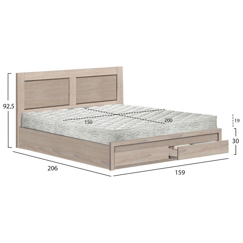 ΚΡΕΒΑΤΙ ΔΙΠΛΟ ΜΕ ΣΥΡΤΑΡΙΑ & ΣΤΡΩΜΑ CAPRI HM21169 ΜΕΛΑΜΙΝΗ SONAMA--ΓΙΑ 150x200εκ