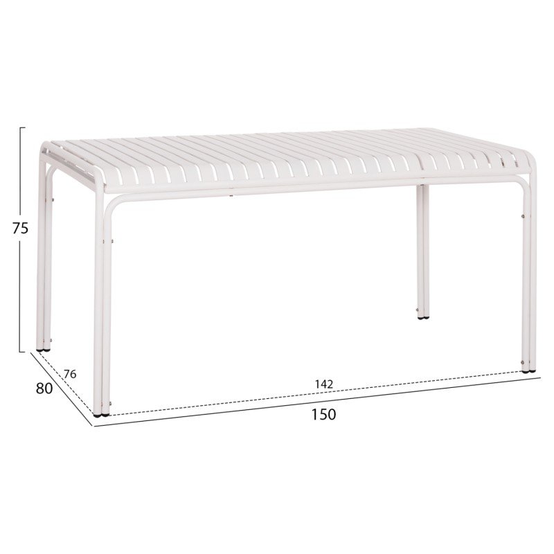 ΤΡΑΠΕΖΙ ΑΛΟΥΜΙΝΙΟΥ RACHEL HM6339.02 ΛΕΥΚΟ 150x80x75Υεκ.