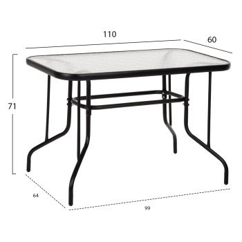 ΣΕΤ ΤΡΑΠΕΖΑΡΙΑΣ 5ΤΜΧ ADAM HM21219.01 ΚΑΡΕΚΛΕΣ ΜΕΤΑΛΛΙΚΕΣ & ΤΡΑΠΕΖΙ 110x60 ΜΑΥΡΟ