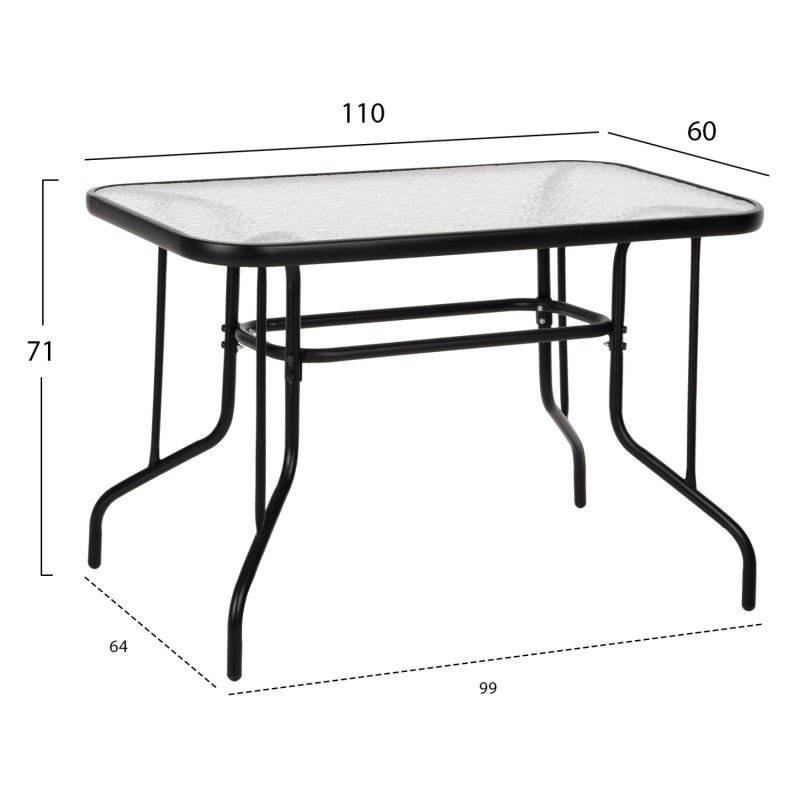 ΣΕΤ ΤΡΑΠΕΖΑΡΙΑΣ 5ΤΜΧ ADAM HM21219.01 ΚΑΡΕΚΛΕΣ ΜΕΤΑΛΛΙΚΕΣ & ΤΡΑΠΕΖΙ 110x60 ΜΑΥΡΟ