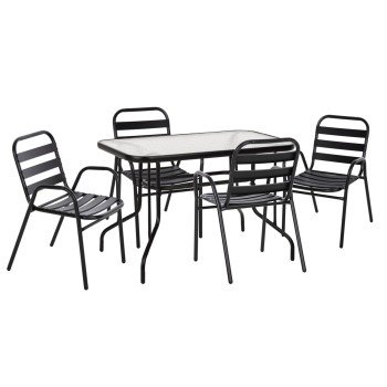 ΣΕΤ ΤΡΑΠΕΖΑΡΙΑΣ 5ΤΜΧ ADAM HM21219.01 ΚΑΡΕΚΛΕΣ ΜΕΤΑΛΛΙΚΕΣ & ΤΡΑΠΕΖΙ 110x60 ΜΑΥΡΟ