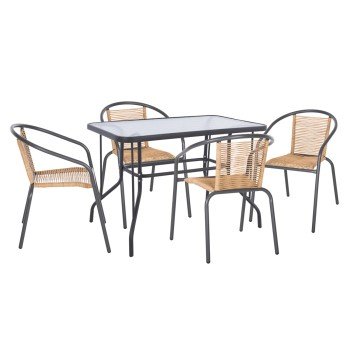 ΣΕΤ ΤΡΑΠΕΖΑΡΙΑΣ 5ΤΜΧ SWIFTER HM21222.01 ΚΑΡΕΚΛΕΣ ΜΕΤΑΛ.& ΤΡΑΠΕΖΙ 110x60 ΓΚΡΙ-ΦΥΣΙΚΟ