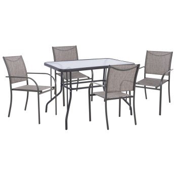 ΣΕΤ ΤΡΑΠΕΖΑΡΙΑΣ 5ΤΜΧ REDAN HM21223 ΤΡΑΠΕΖΙ & 4 ΠΟΛΥΘΡΟΝΕΣ ΣΕ ΓΚΡΙ