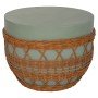 ΤΡΑΠΕΖΙ ΣΑΛΟΝΙΟΥ VILHENA HM18165 FIBER CEMENT ΠΡΑΣΙΝΟ-RATTAN ΦΥΣΙΚΟ Φ56x47Υεκ.