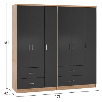 ΝΤΟΥΛΑΠΑ 6ΦΥΛΛΗ CAESAR HM21236.01 ΜΕΛΑΜΙΝΗ SONAMA & ΣΚΟΥΡΟ ΓΚΡΙ 180x42,5Χ181Υεκ.