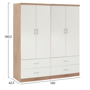 ΝΤΟΥΛΑΠΑ 4ΦΥΛΛΗ REINA ME 4 ΣΥΡΤΑΡΙΑ HM21257 ΜΕΛΑΜΙΝΗ ΛΕΥΚΟ-ΣΟΝΑΜΑ 160x42,5x180,5Υεκ