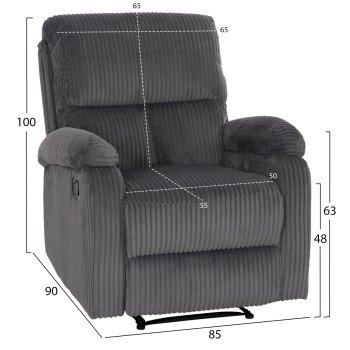 ΠΟΛΥΘΡΟΝΑ RELAX DIONI HM3296.11 ΓΚΡΙ ΡΙΓΕ ΥΦΑΣΜΑ 85x90x100Υεκ.