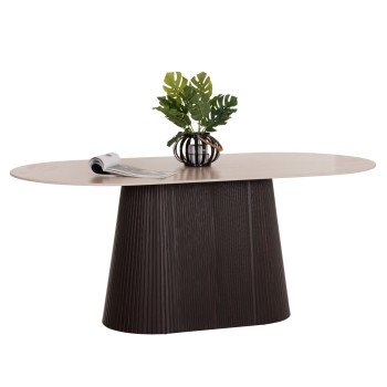 ΤΡΑΠΕΖΙ ΟΒΑΛ CATER HM18320 ΚΕΡΑΜΙΚΟ TOP ΟΨΗ ΤΡΑΒΕΡΤΙΝΑΣ-MDF ΒΑΣΗ 180x90x74Υεκ