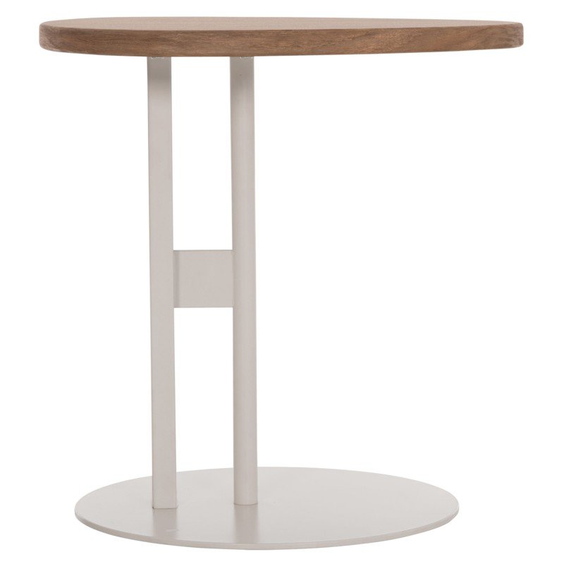 ΒΟΗΘΗΤΙΚΟ ΤΡΑΠΕΖΙ ΟΒΑΛ ALPER HM18328 MDF SONAMA--ΜΕΤΑΛΛΟ ΛΕΥΚΟ 50x50x51Υεκ.