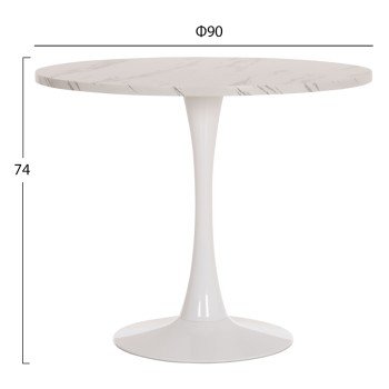 ΤΡΑΠΕΖΙ ΤΡΑΠΕΖΑΡΙΑΣ ROLLO HM9421.11 ΣΤΡΟΓΓΥΛΟ WHITE MARBLE Φ90x74Υεκ.