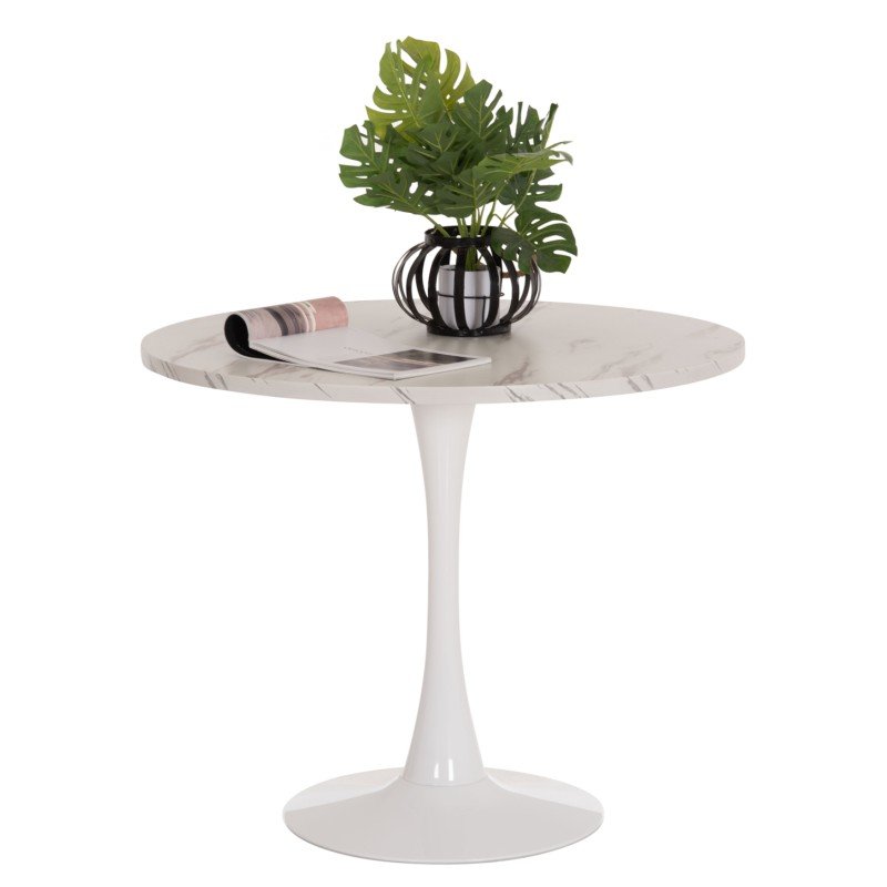 ΤΡΑΠΕΖΙ ΤΡΑΠΕΖΑΡΙΑΣ ROLLO HM9421.11 ΣΤΡΟΓΓΥΛΟ WHITE MARBLE Φ90x74Υεκ.