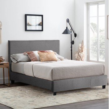 ΚΡΕΒΑΤΙ ΜΕ ΣΤΡΩΜΑ BECCA HM21283.04 ΓΚΡΙ ΥΦΑΣΜΑ--ΓΙΑ 150x200εκ