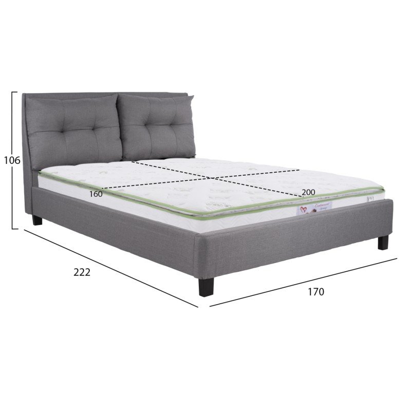 ΚΡΕΒΑΤΙ ΜΕ ΣΤΡΩΜΑ BILLIE HM21284.03 ΓΚΡΙ ΥΦΑΣΜΑ--ΓΙΑ 160x200εκ