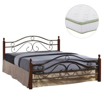 ΚΡΕΒΑΤΙ ΔΙΠΛΟ & ΣΤΡΩΜΑ CELINA HM21328 ΜΕΤΑΛΛΟ & ΞΥΛΟ ΣΕ DIRTY OAK--ΣΤΡΩΜΑ 150x200εκ