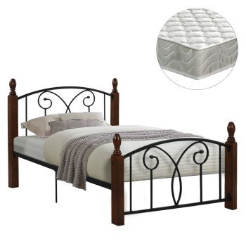 ΚΡΕΒΑΤΙ ΗΜΙΔΙΠΛΟ & ΣΤΡΩΜΑ SUZIE HM21333 ΜΕΤΑΛΛΟ & ΞΥΛΟ ΣΕ ΚΑΡΥΔΙ--ΣΤΡΩΜΑ 110x190εκ