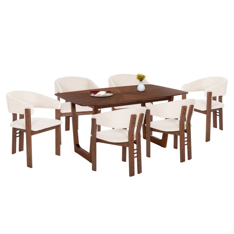 ΣΕΤ ΤΡΑΠΕΖΑΡΙΑΣ 7ΤΜΧ ZARRA HM21338.01 ΤΡΑΠΕΖΙ ΑΠΟ MDF--ΚΑΡΕΚΛΕΣ ΜΕ ΜΠΟΥΚΛΕ ΥΦΑΣΜΑ