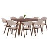 ΣΕΤ ΤΡΑΠΕΖΑΡΙΑΣ 9ΤΜΧ RIDER HM21341 ΤΡΑΠΕΖΙ ΑΠΟ MDF--ΚΑΡΕΚΛΕΣ RUBBERWOOD & ΥΦΑΣΜΑ