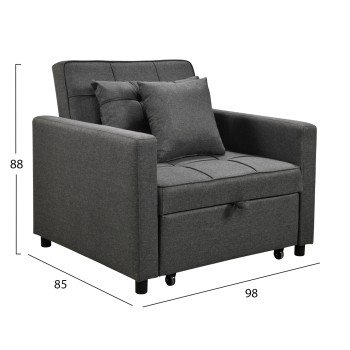 ΠΟΛΥΘΡΟΝΑ-ΚΡΕΒΑΤΙ MERO HM3306.01 ΓΚΡΙ ΥΦΑΣΜΑ 98x85x88Υεκ.