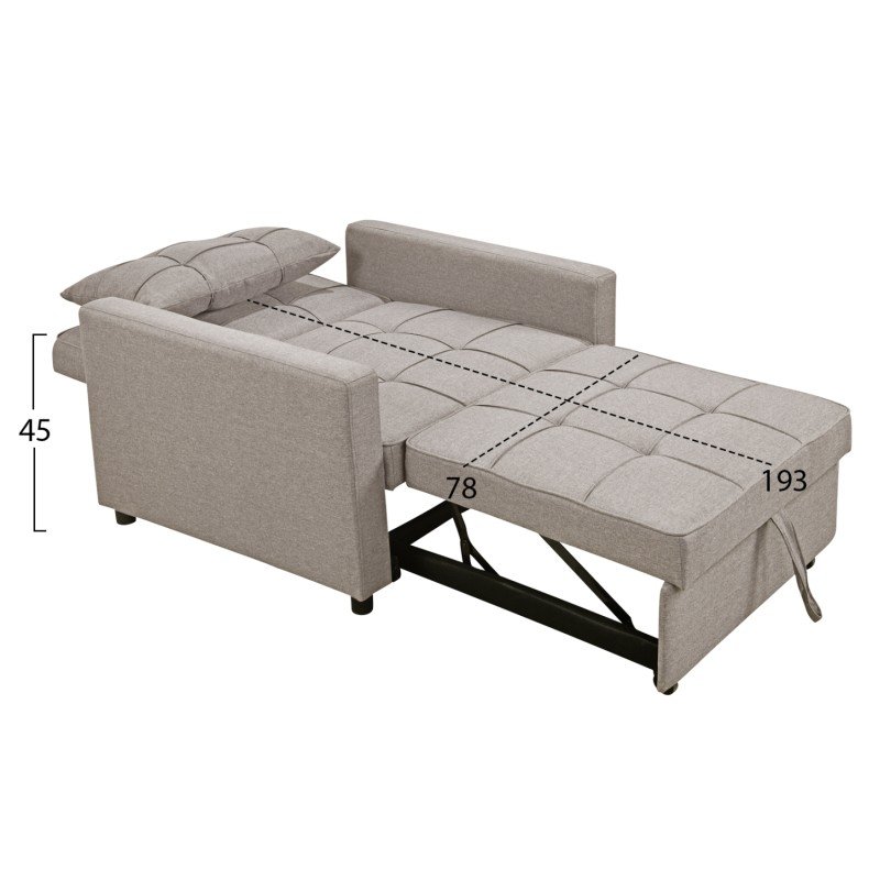 ΠΟΛΥΘΡΟΝΑ-ΚΡΕΒΑΤΙ MERO HM3306.03 ΜΠΕΖ ΥΦΑΣΜΑ 100x90x83Υεκ.