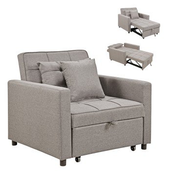 ΠΟΛΥΘΡΟΝΑ-ΚΡΕΒΑΤΙ MERO HM3306.03 ΜΠΕΖ ΥΦΑΣΜΑ 100x90x83Υεκ.