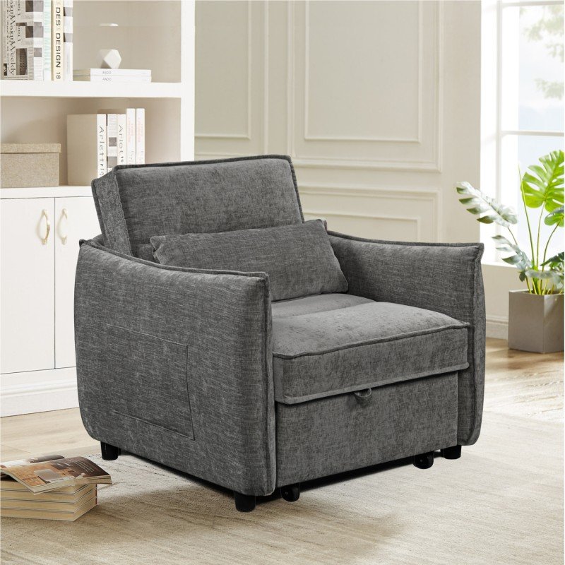 ΠΟΛΥΘΡΟΝΑ-ΚΡΕΒΑΤΙ ORYN HM3307.01 ΓΚΡΙ ΥΦΑΣΜΑ 85x88x78Υεκ.