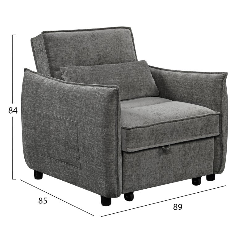 ΠΟΛΥΘΡΟΝΑ-ΚΡΕΒΑΤΙ ORYN HM3307.01 ΓΚΡΙ ΥΦΑΣΜΑ 85x88x78Υεκ.