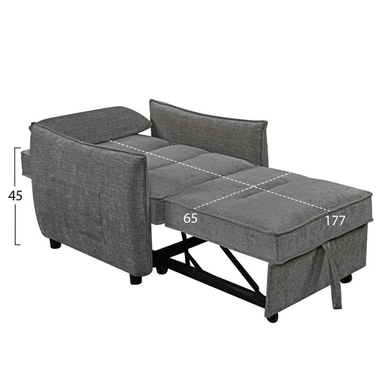 ΠΟΛΥΘΡΟΝΑ-ΚΡΕΒΑΤΙ ORYN HM3307.01 ΓΚΡΙ ΥΦΑΣΜΑ 85x88x78Υεκ.