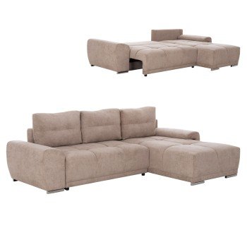 ΚΑΝΑΠΕΣ ΚΡΕΒΑΤΙ ΔΕΞΙΑ ΓΩΝΙΑ COMFYRA HM3336.03R ΜΠΕΖ ΥΦΑΣΜΑ 270x181x75Υεκ