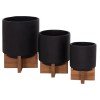ΣΕΤ 3 ΓΛΑΣΤΡΕΣ ΜΕ TEAK ΒΑΣΕΙΣ TANTI HM4685.01 FIBER CEMENT ΣΕ ΜΑΥΡΟ ΧΡΩΜΑ