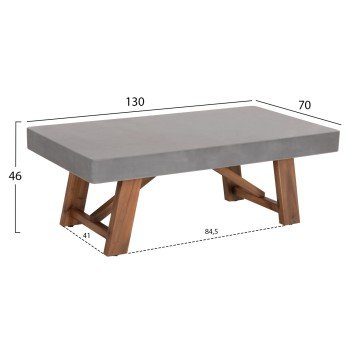 ΤΡΑΠΕΖΙ ΜΕΣΗΣ FIBER CEMENT & ΞΥΛΟ ΑΚΑΚΙΑΣ MAEVE HM6595.01 ΓΚΡΙ 130x70x46Υεκ.