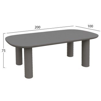 ΤΡΑΠΕΖΙ ΤΡΑΠΕΖΑΡΙΑΣ FIBER CEMENT KIORA HM6597.01 ΓΚΡΙ 200x100x76Υεκ