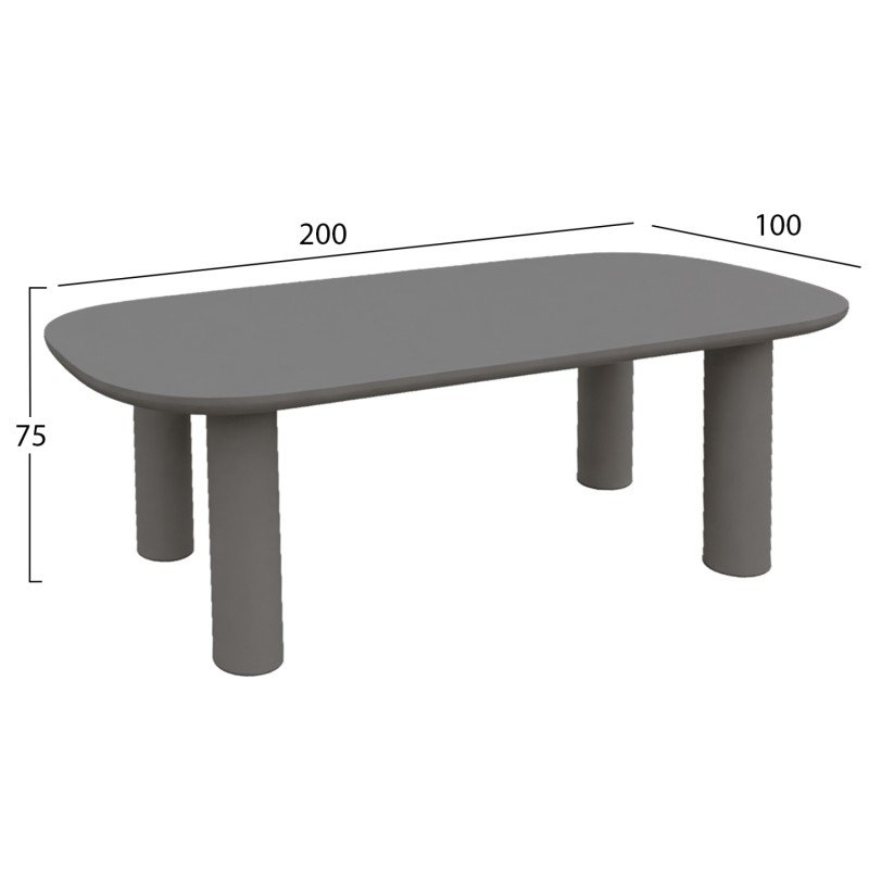 ΤΡΑΠΕΖΙ ΤΡΑΠΕΖΑΡΙΑΣ FIBER CEMENT KIORA HM6597.01 ΓΚΡΙ 200x100x76Υεκ