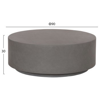 ΤΡΑΠΕΖΙ ΜΕΣΗΣ FIBER CEMENT ΣΤΡΟΓΓΥΛΟ KYOKO HM6579.01 ΓΚΡΙ Φ90x30Υεκ.