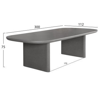 ΤΡΑΠΕΖΙ ΤΡΑΠΕΖΑΡΙΑΣ FIBER CEMENT AZAMI HM6601.01 ΓΚΡΙ 300x112x75Υεκ.