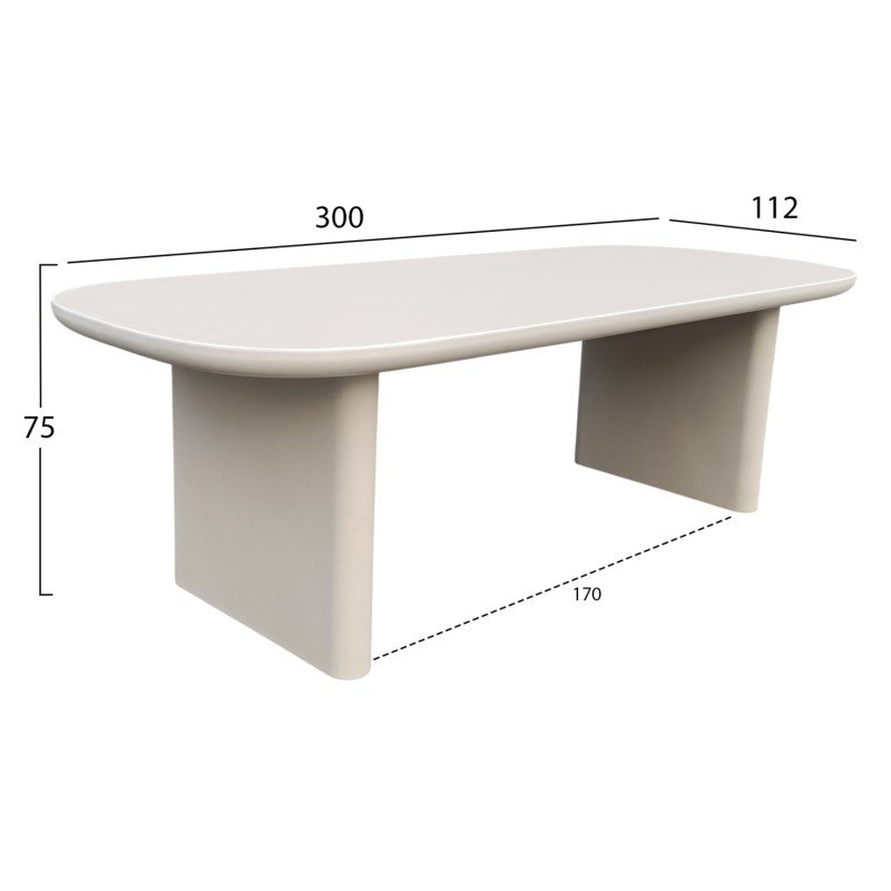 ΤΡΑΠΕΖΙ ΤΡΑΠΕΖΑΡΙΑΣ FIBER CEMENT AZAMI HM6601.02 ΜΠΕΖ 300x112x75Υεκ.
