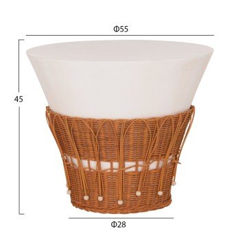 ΤΡΑΠΕΖΙ ΣΑΛΟΝΙΟΥ PERRAL HM18164.02L FIBER CEMENT ΛΕΥΚΟ-ΦΥΣΙΚΟ RATTAN--Φ55x45Υεκ
