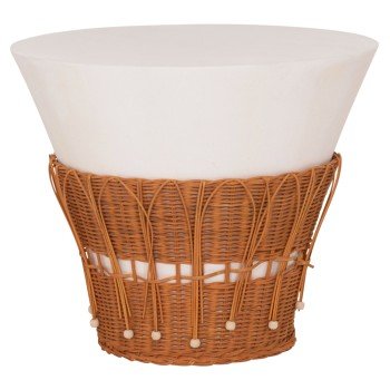 ΤΡΑΠΕΖΙ ΣΑΛΟΝΙΟΥ PERRAL HM18164.02L FIBER CEMENT ΛΕΥΚΟ-ΦΥΣΙΚΟ RATTAN--Φ55x45Υεκ