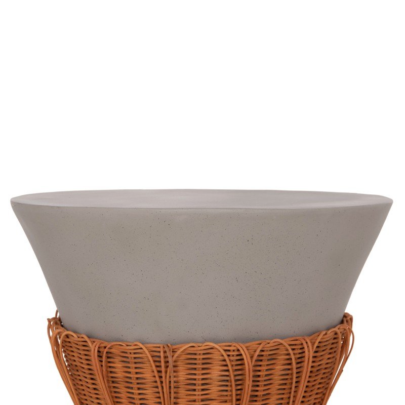 ΤΡΑΠΕΖΙ ΣΑΛΟΝΙΟΥ PERRAL HM18164.03L FIBER CEMENT ΓΚΡΙ-ΦΥΣΙΚΟ RATTAN--Φ55x45Υεκ