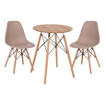 ΣΕΤ ΤΡΑΠΕΖΑΡΙΑΣ 3ΤΜΧ TWIST HM21370 ΣΤΡΟΓΓΥΛΟ ΤΡΑΠΕΖΙ Φ60 & 2 ΚΑΡΕΚΛΕΣ ΣΕ ΚΑΠΟΥΤΣΙΝΟ